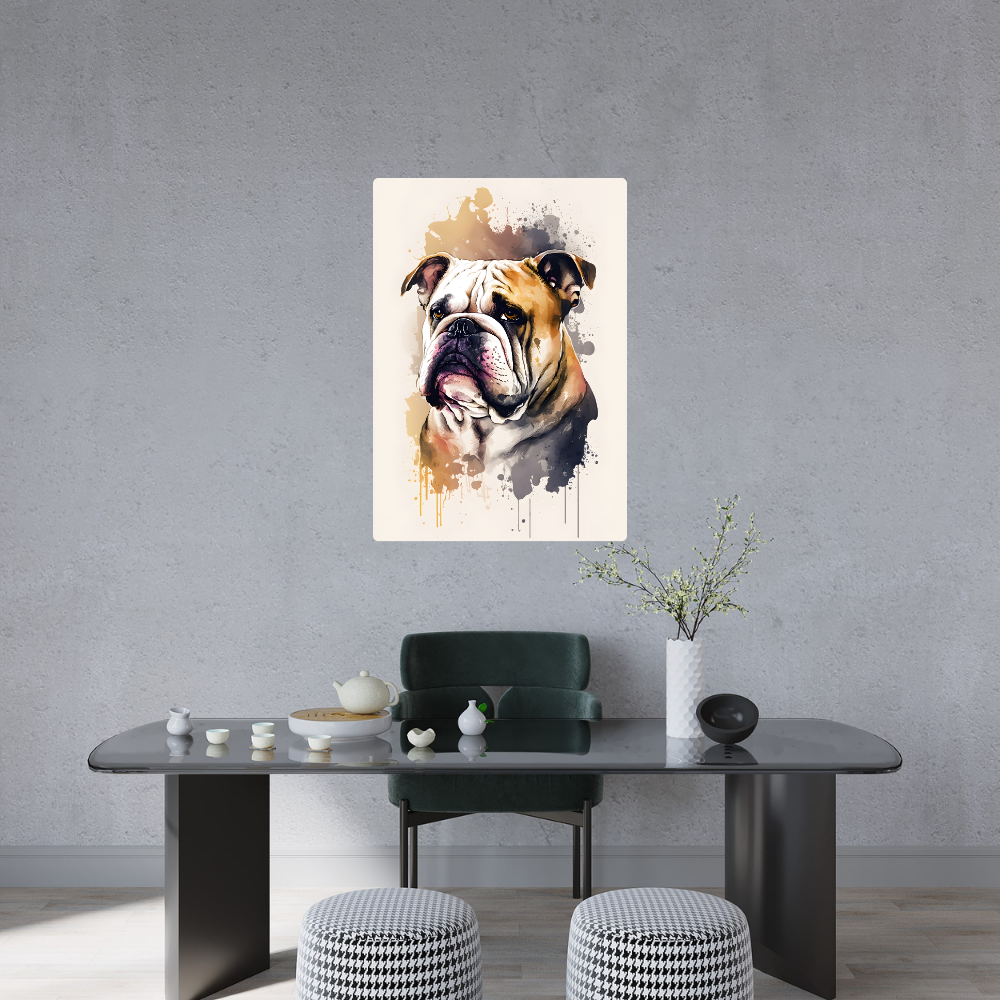 Metal Poster -Watercolor Bulldog