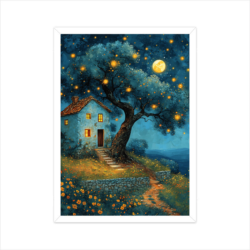 Starry Night House Wall Art