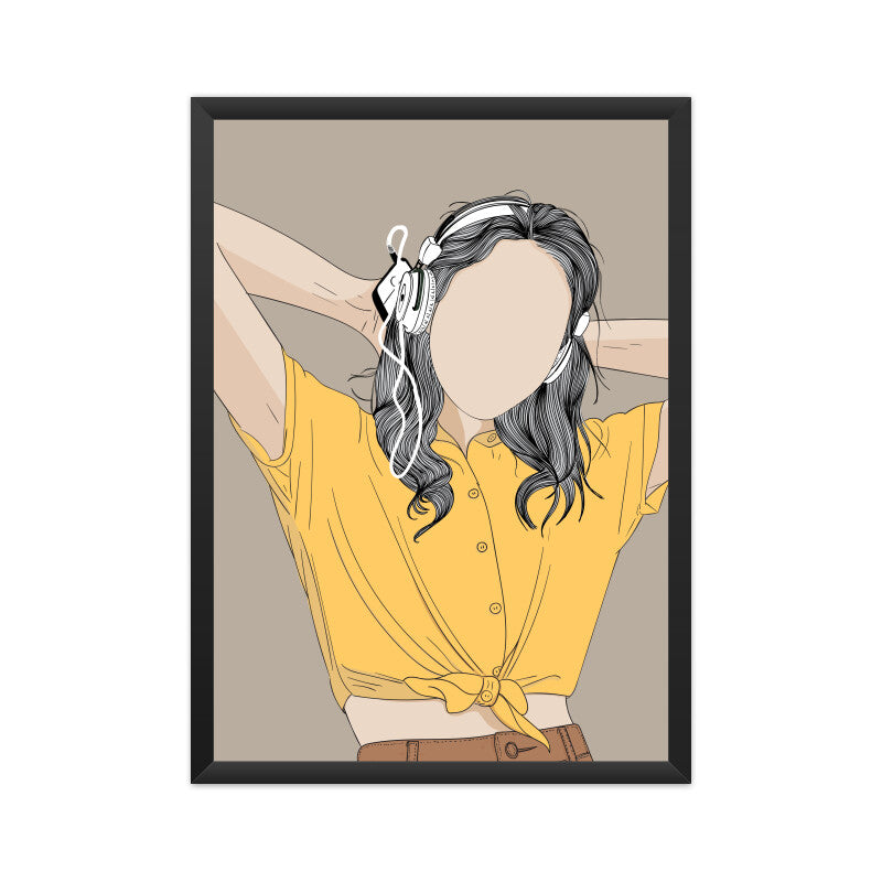 Cute Girl Enjoying the Music Wall Art