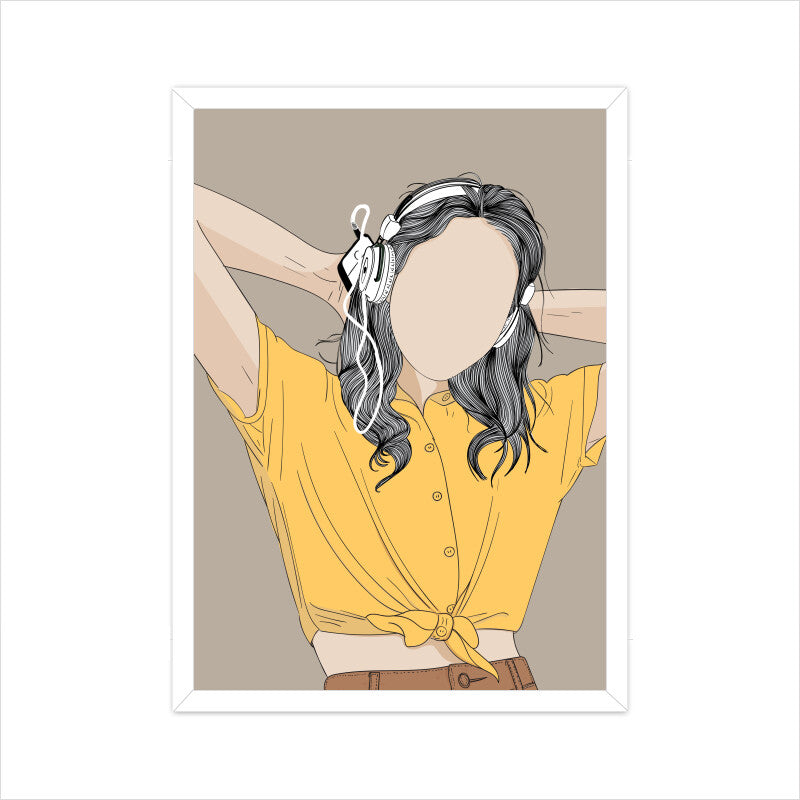 Cute Girl Enjoying the Music Wall Art