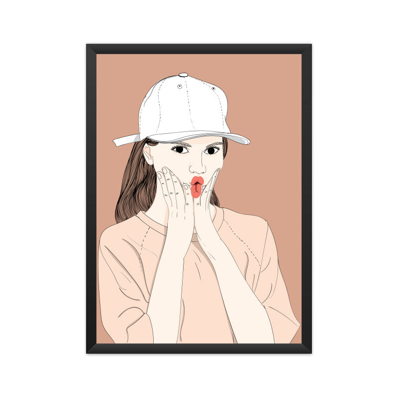 "A girl showing a cute expression" Wall Art