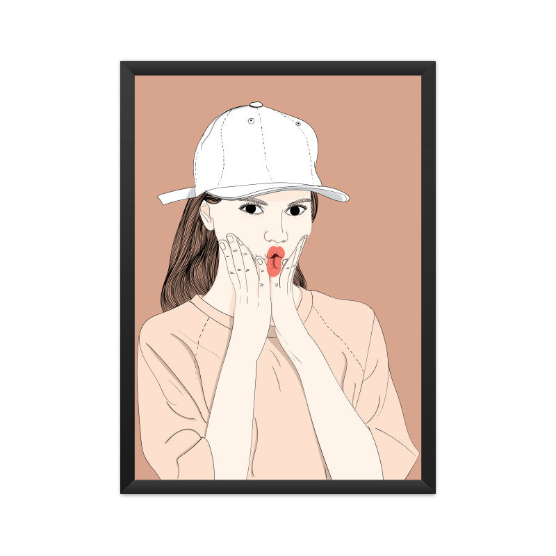 "A girl showing a cute expression" Wall Art