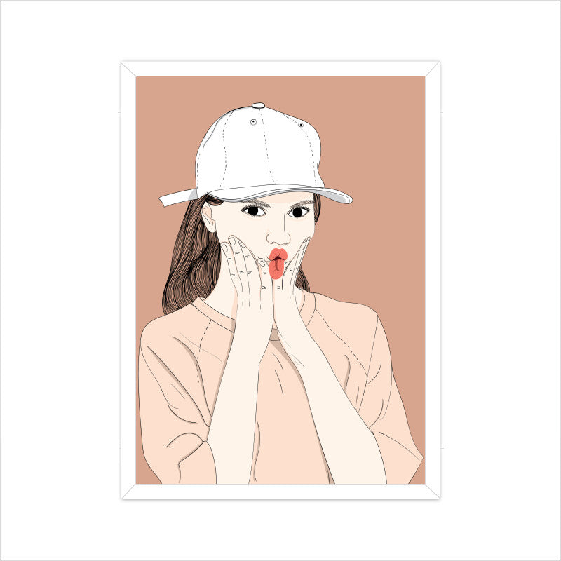 "A girl showing a cute expression" Wall Art