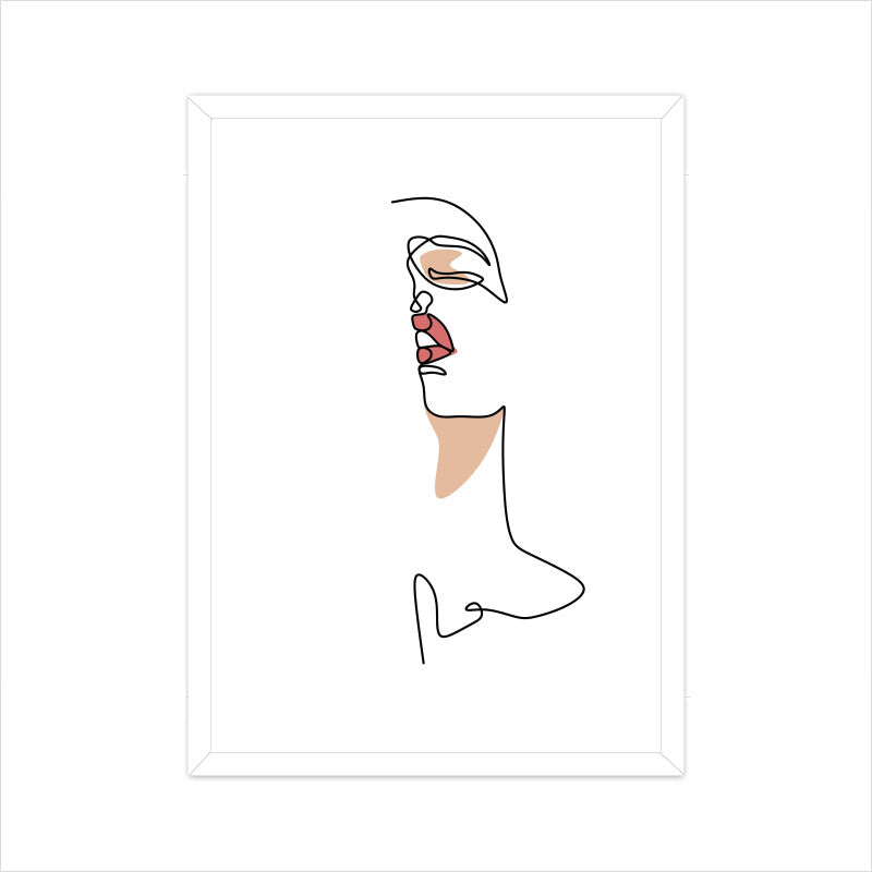 Cute Girl Face One Line Art