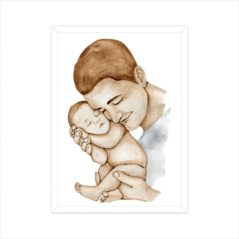 Daddy and Newborn Baby One Line Art