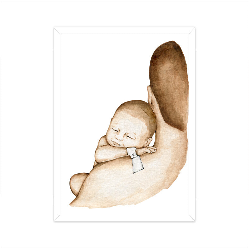 Daddy and Newborn Baby One Line Art