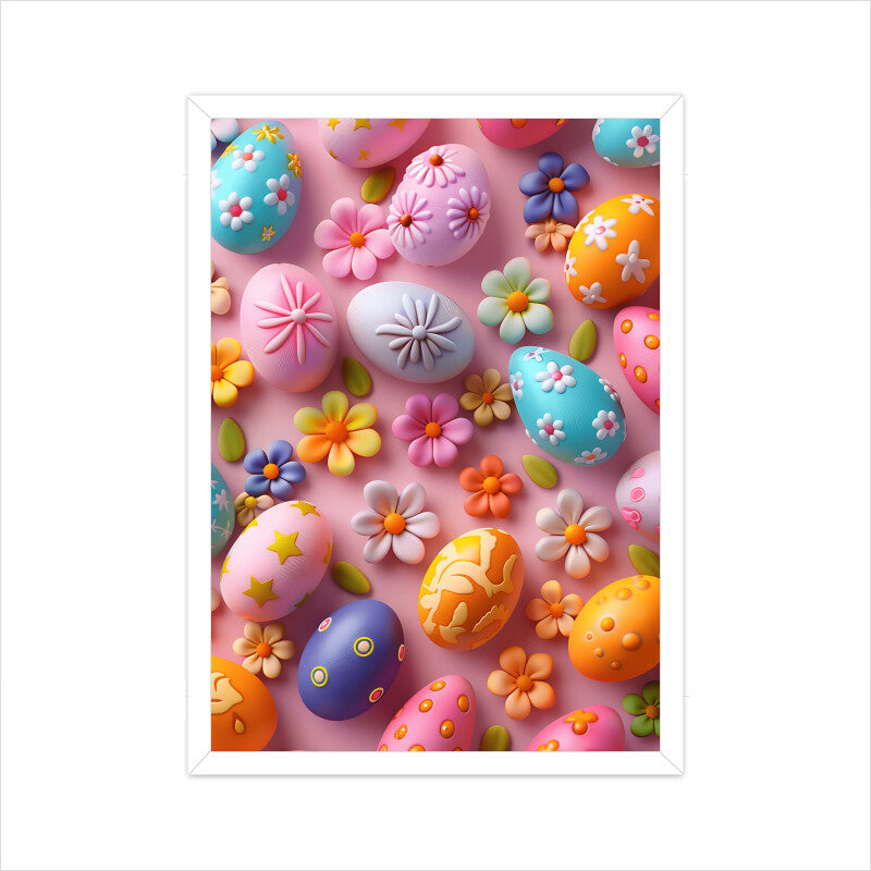 Beautiful Easter Eggs and Flowers Wall Art
