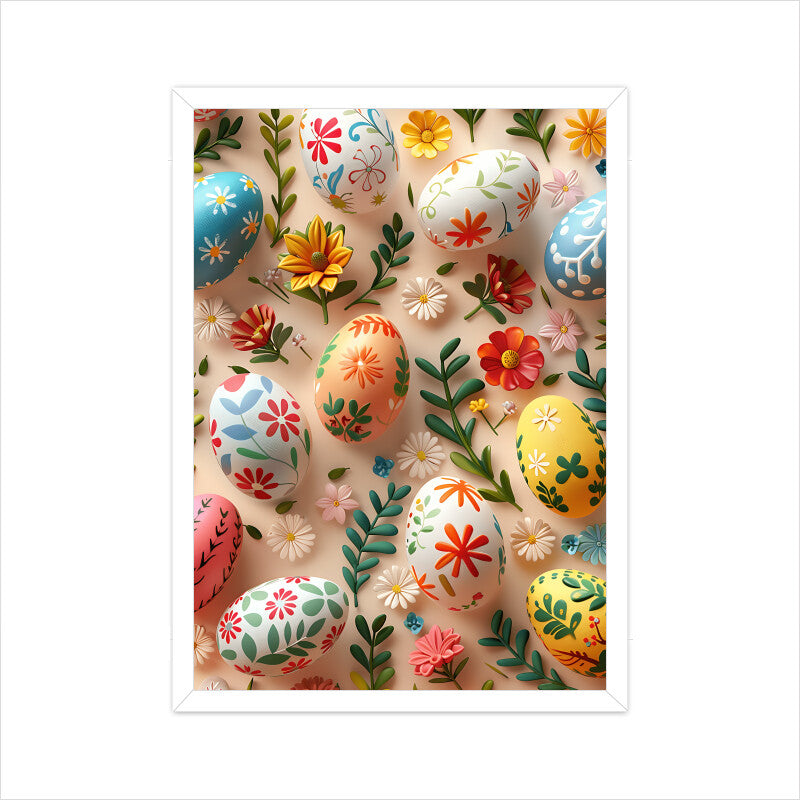 Beautiful Easter Eggs and Flowers Wall Art