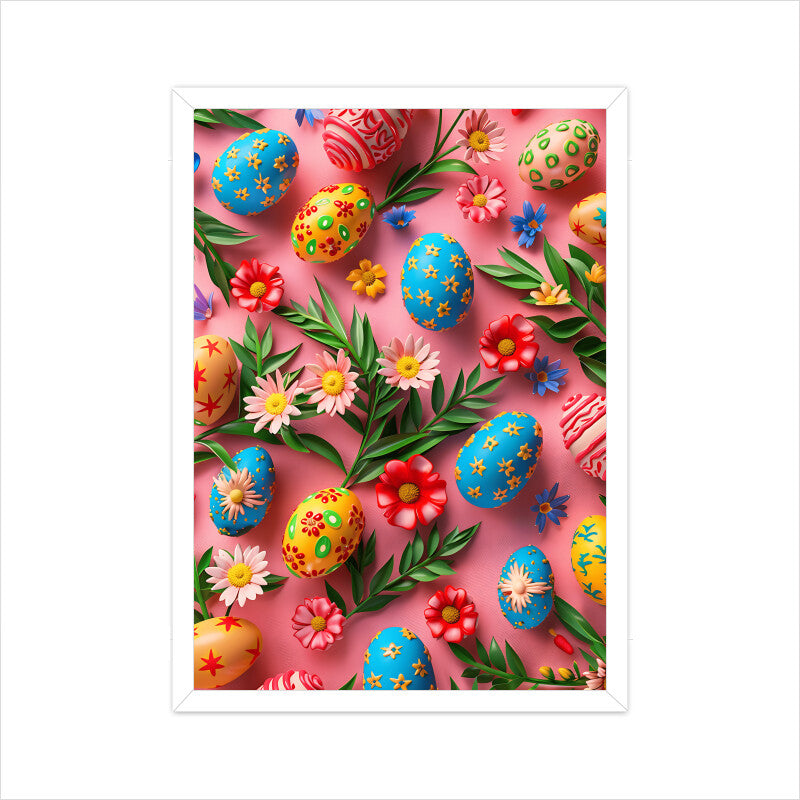 Beautiful Easter Eggs and Flowers Wall Art