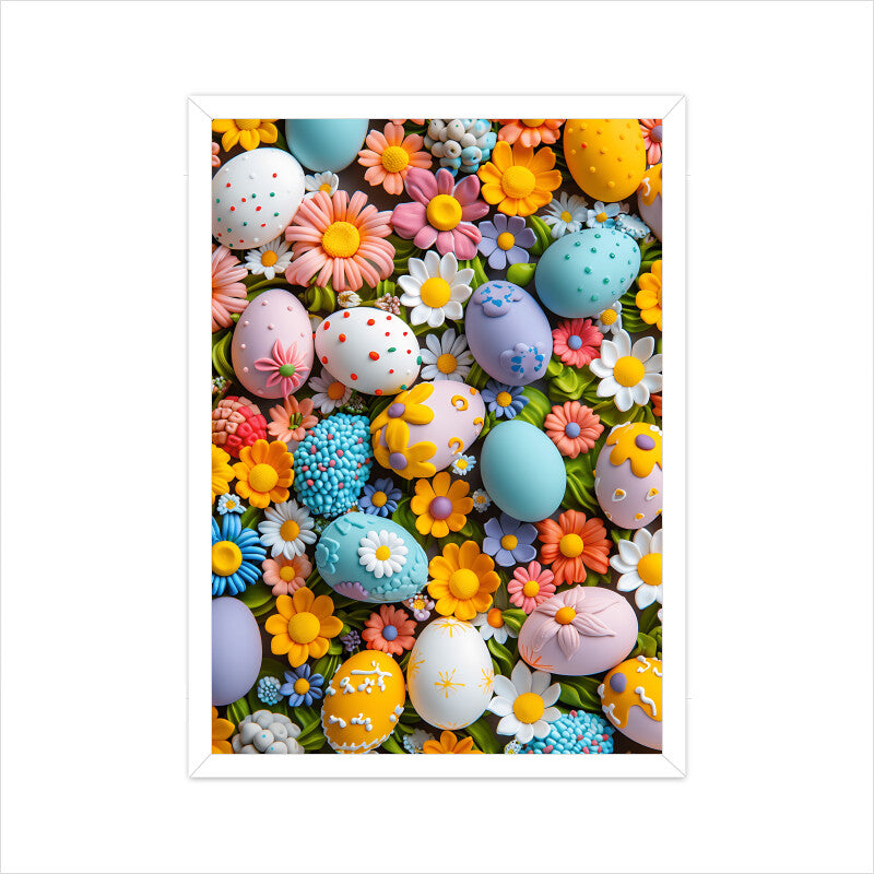 Beautiful Easter Eggs and Flowers Wall Art