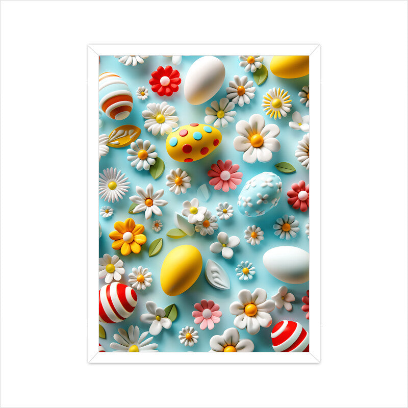 Beautiful Easter Eggs and Flowers Wall Art