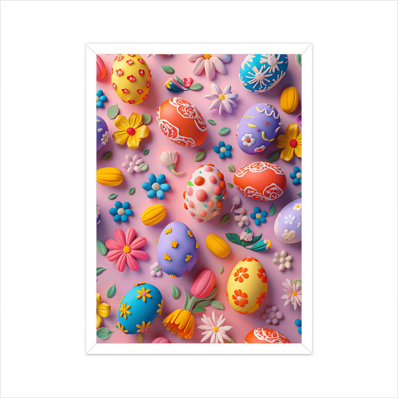 Beautiful Easter Eggs and Flowers Wall Art