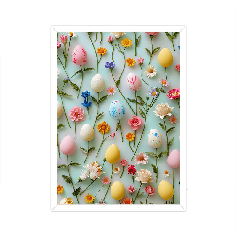 Beautiful Easter Eggs and Flowers Wall Art