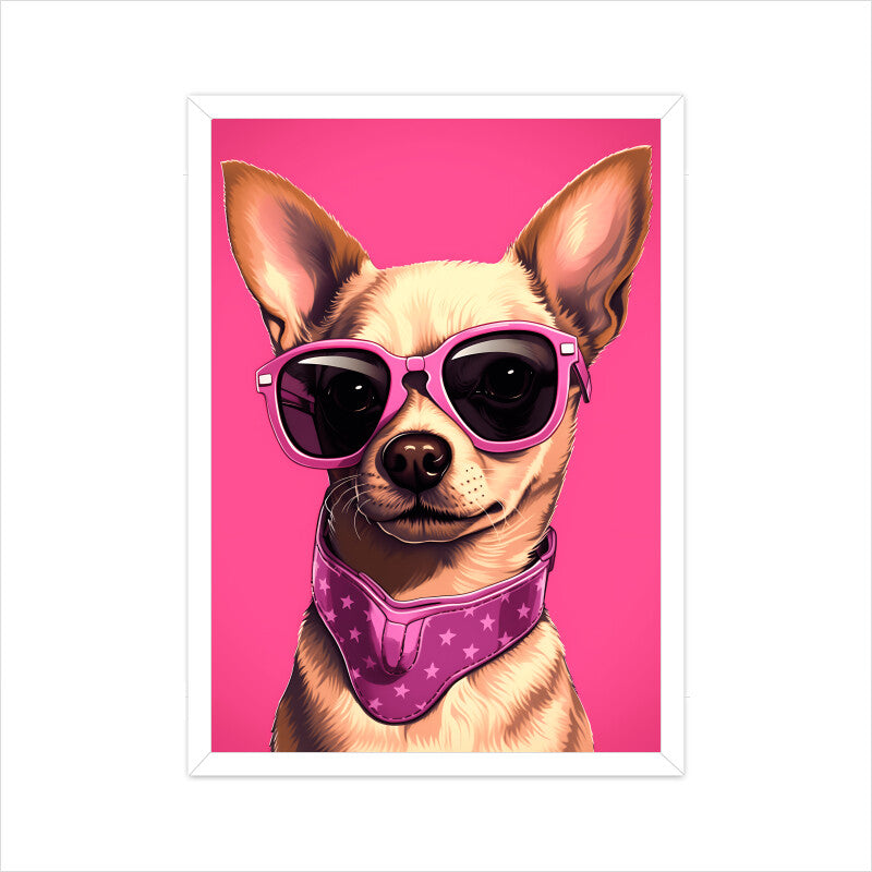 Chihuahua Dog Pink Theme Wall Art