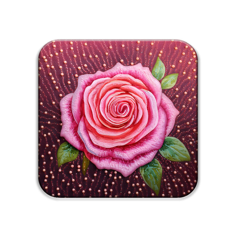 3D flowers Embroidery Design Square Coaster