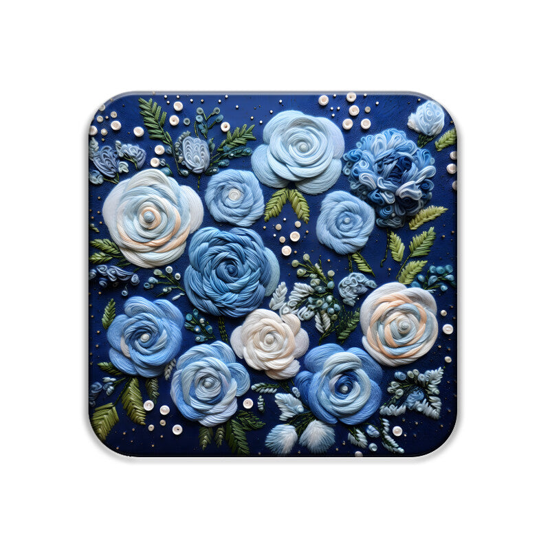 3D flowers Embroidery Design Square Coaster