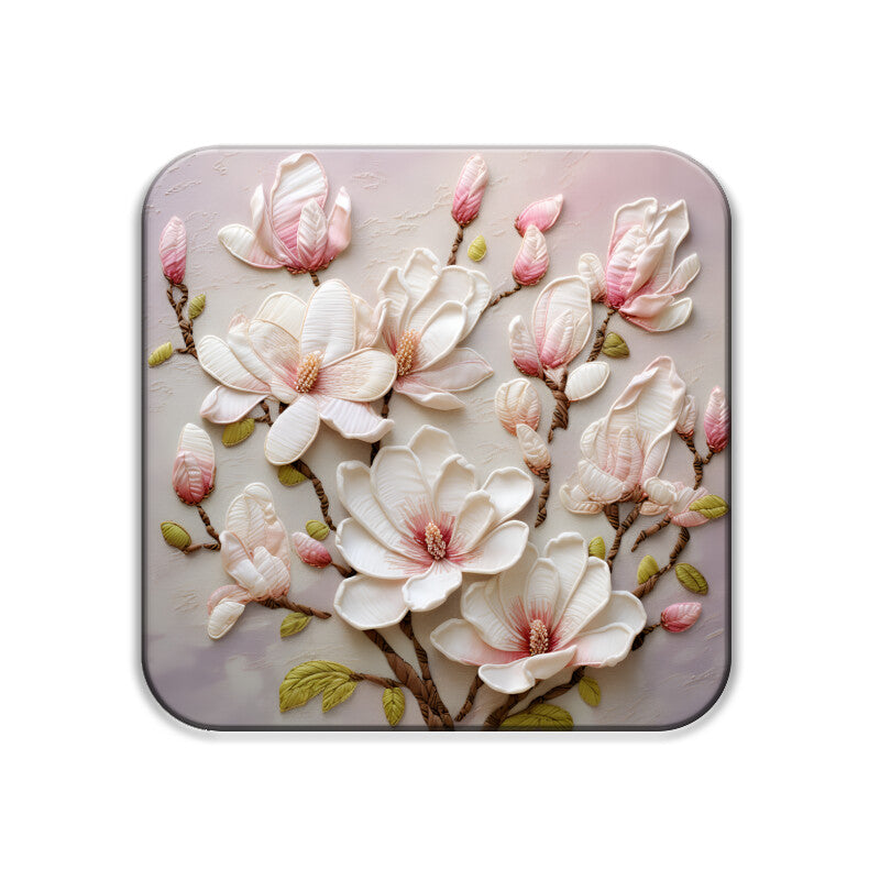 3D flowers Embroidery Design Square Coaster