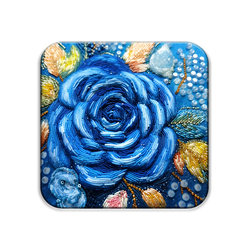 3D flowers Embroidery Design Square Coaster