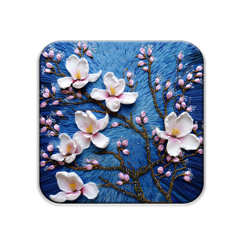 3D flowers Embroidery Design Square Coaster