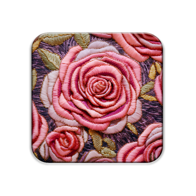 3D flowers Embroidery Design Square Coaster