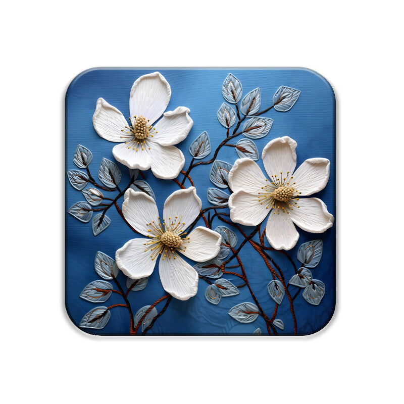 3D flowers Embroidery Design Square Coaster