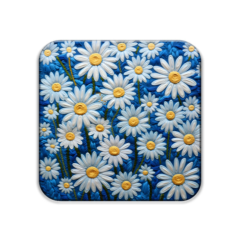 3D flowers Embroidery Design Square Coaster