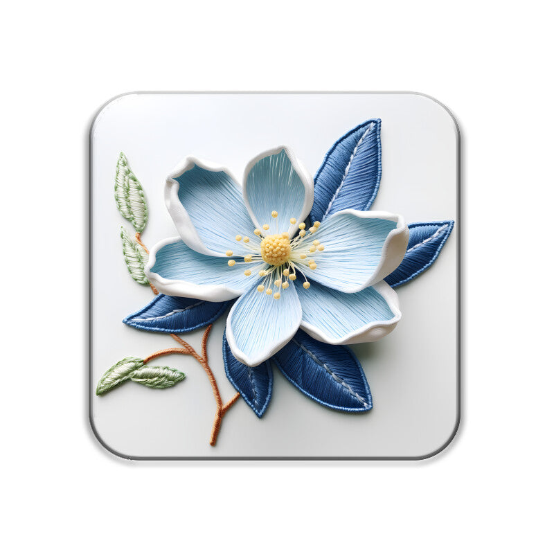 3D flowers Embroidery Design Square Coaster