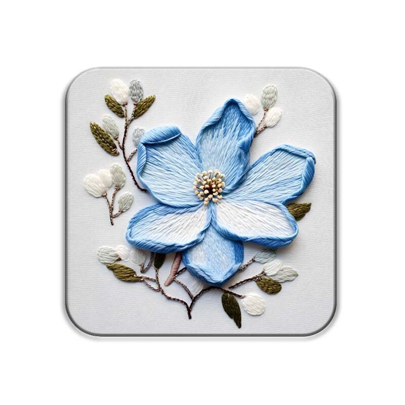 3D flowers Embroidery Design Square Coaster