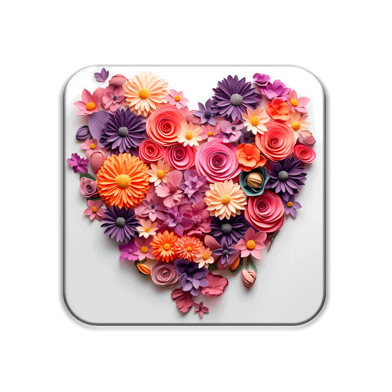 3D Flower Heart Square Coaster