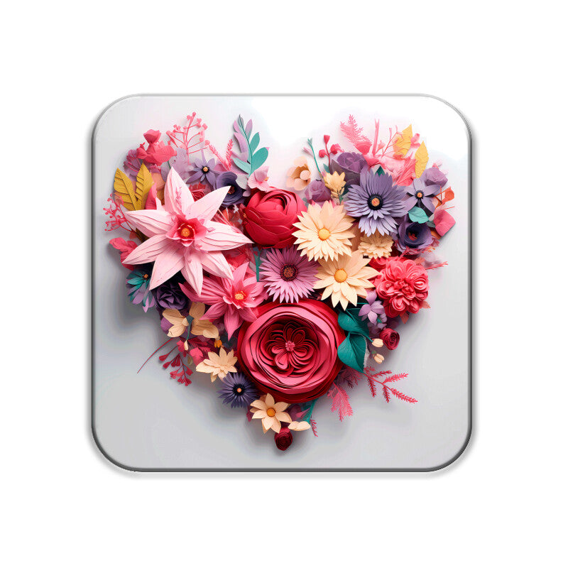 3D Flower Heart Square Coaster
