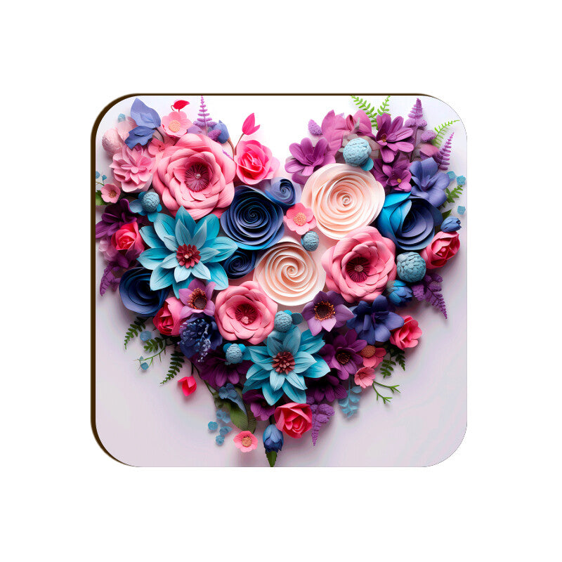 3D Flower Heart Square Coaster