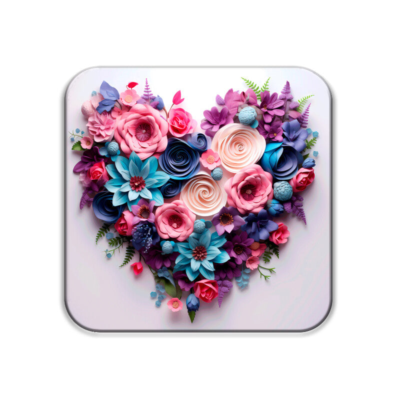 3D Flower Heart Square Coaster