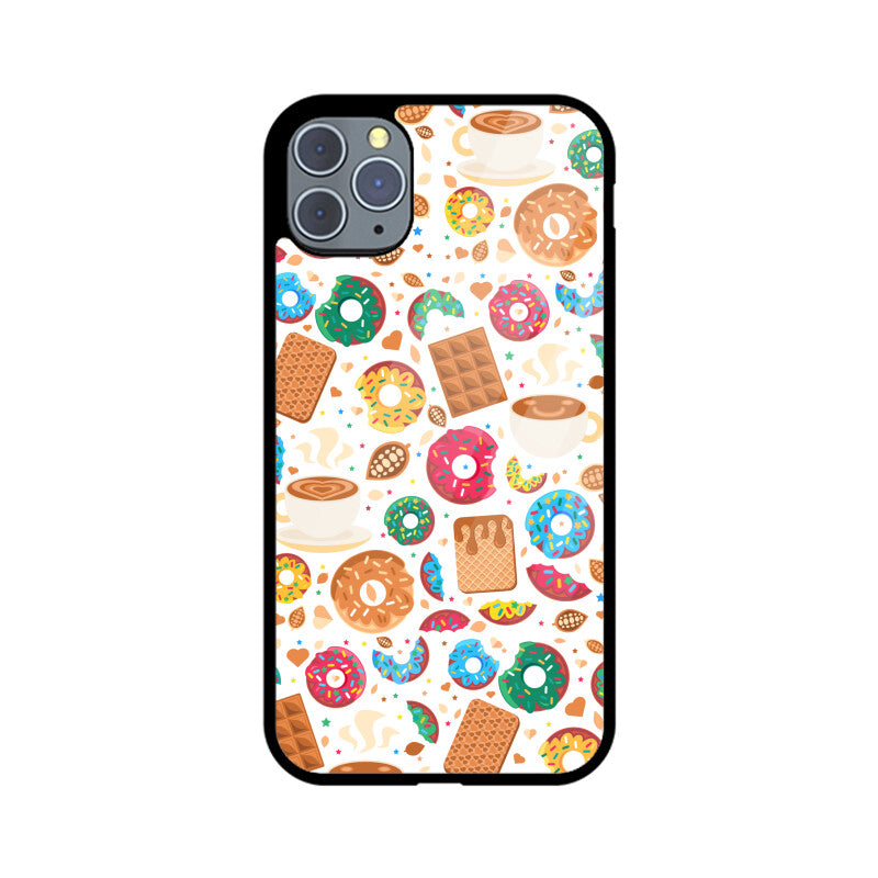 Apple iphone Glass Phone Cases - Available for all Models - Sweet Chocolate Donut pattern.
