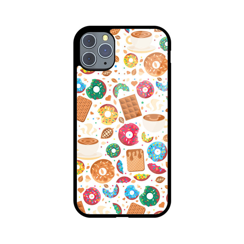 Apple iphone Glass Phone Cases - Available for all Models - Sweet Chocolate Donut pattern.