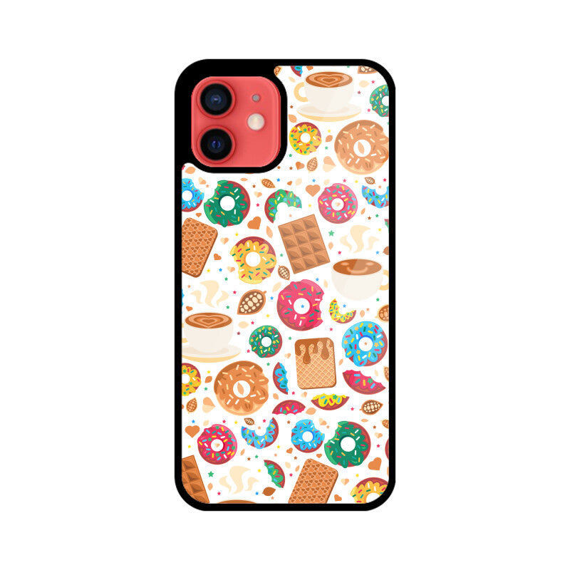 Apple iphone Glass Phone Cases - Available for all Models - Sweet Chocolate Donut pattern.