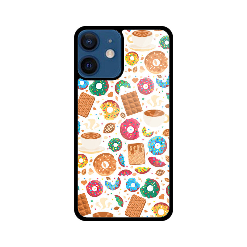 Apple iphone Glass Phone Cases - Available for all Models - Sweet Chocolate Donut pattern.