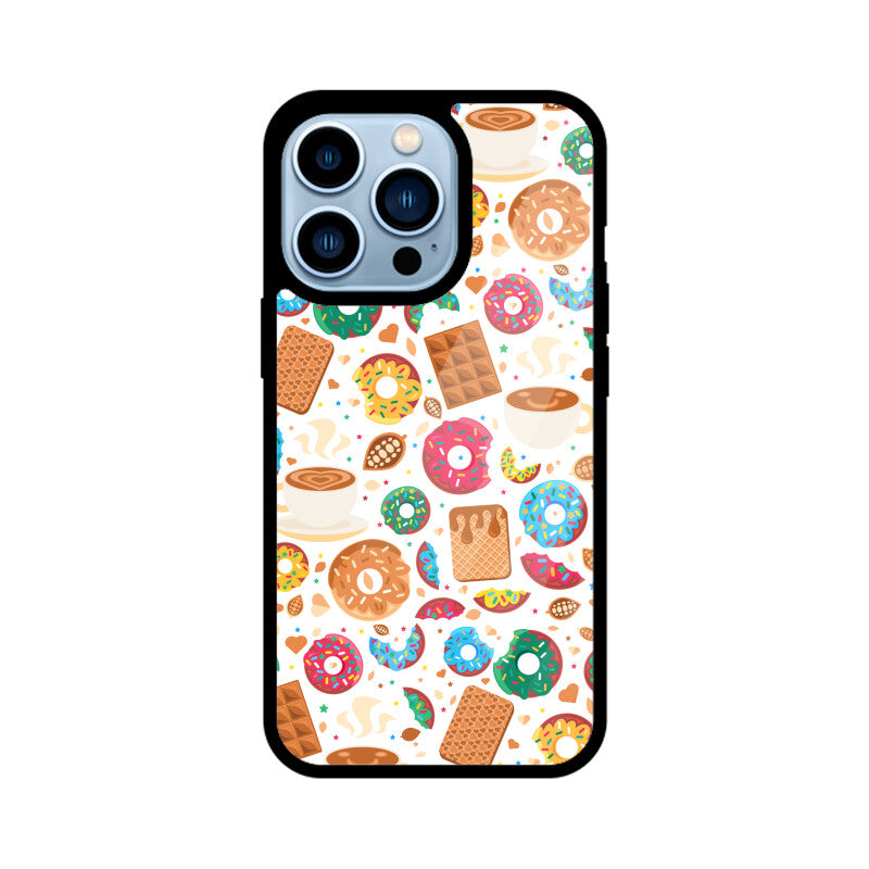 Apple iphone Glass Phone Cases - Available for all Models - Sweet Chocolate Donut pattern.