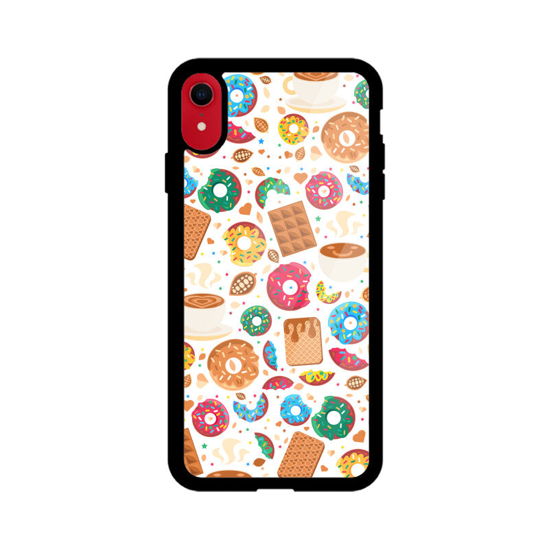 Apple iphone Glass Phone Cases - Available for all Models - Sweet Chocolate Donut pattern.
