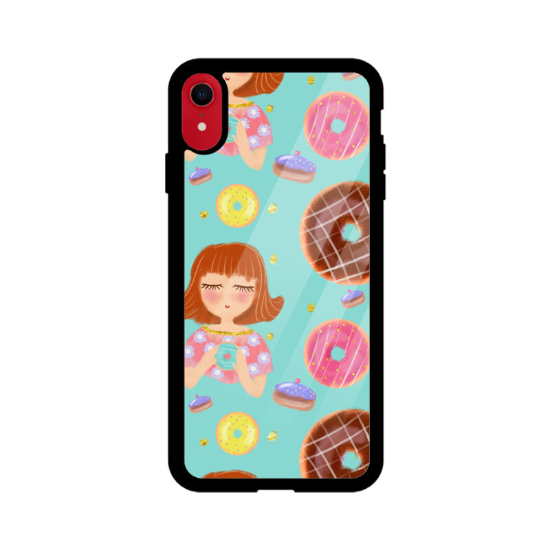 Apple Iphone Glass Phone Cases - All Models Available - Donut pattern