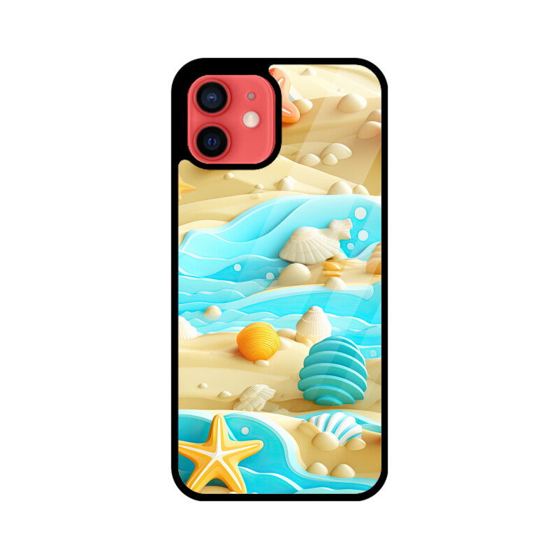 3D Beach pattern - Apple iPhone Glass Phone Cases - Available for all Models