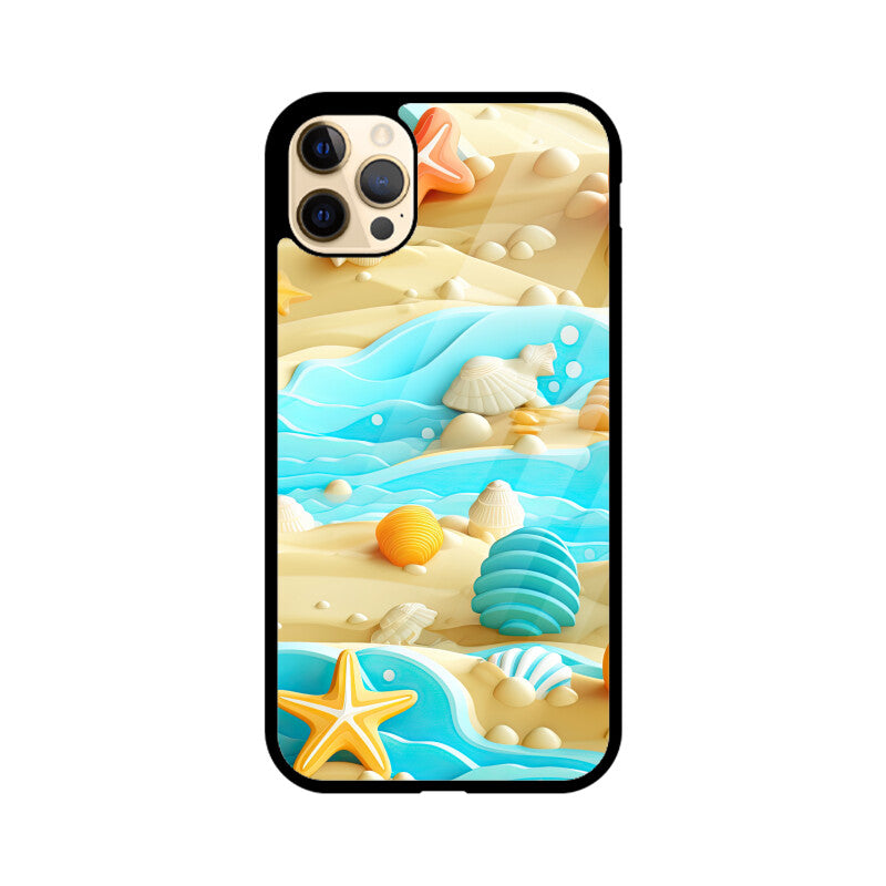 3D Beach pattern - Apple iPhone Glass Phone Cases - Available for all Models