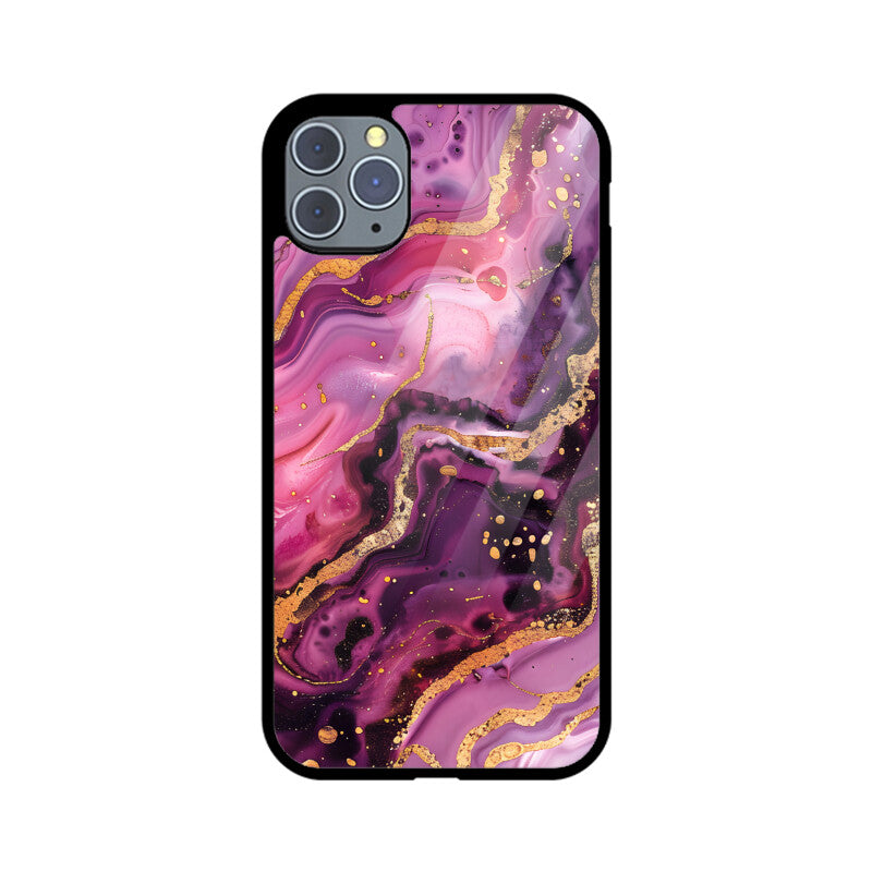 Luxury Magenta Gold Marble Backgrounds - Apple iPhone Glass Phone Cases - All Models Available