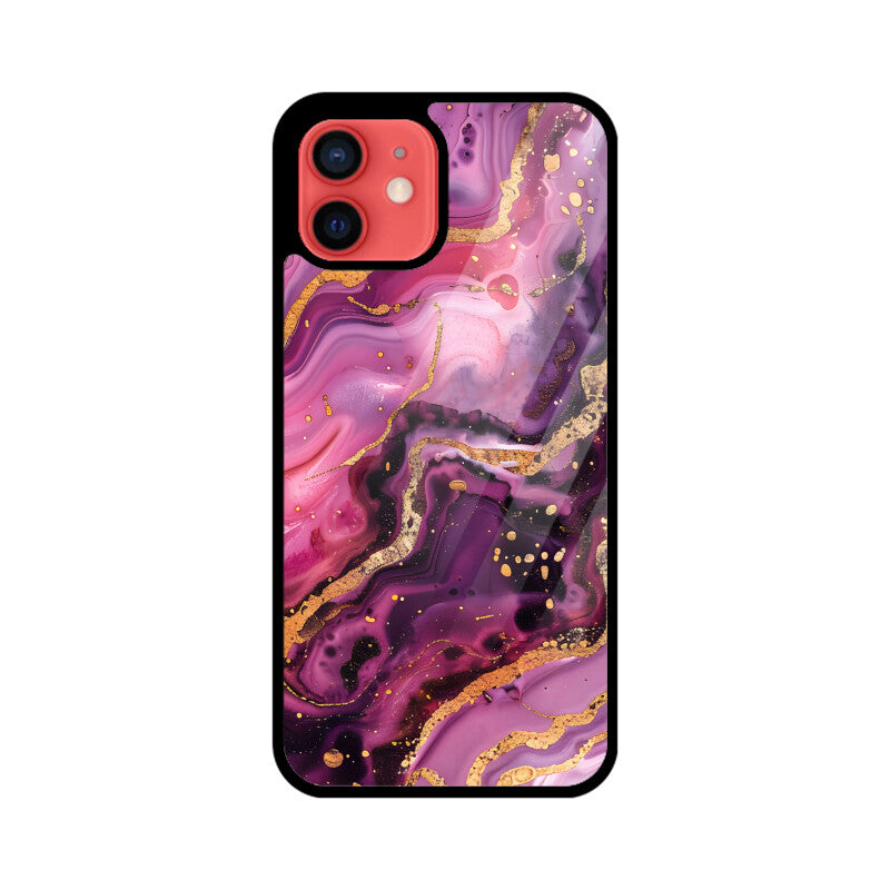 Luxury Magenta Gold Marble Backgrounds - Apple iPhone Glass Phone Cases - All Models Available