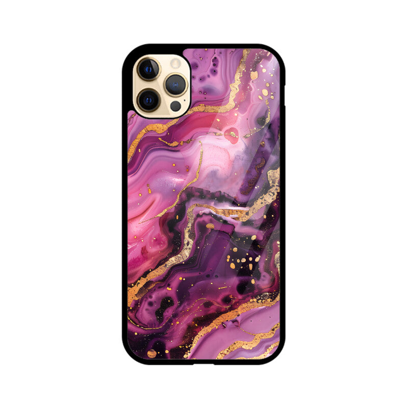 Luxury Magenta Gold Marble Backgrounds - Apple iPhone Glass Phone Cases - All Models Available
