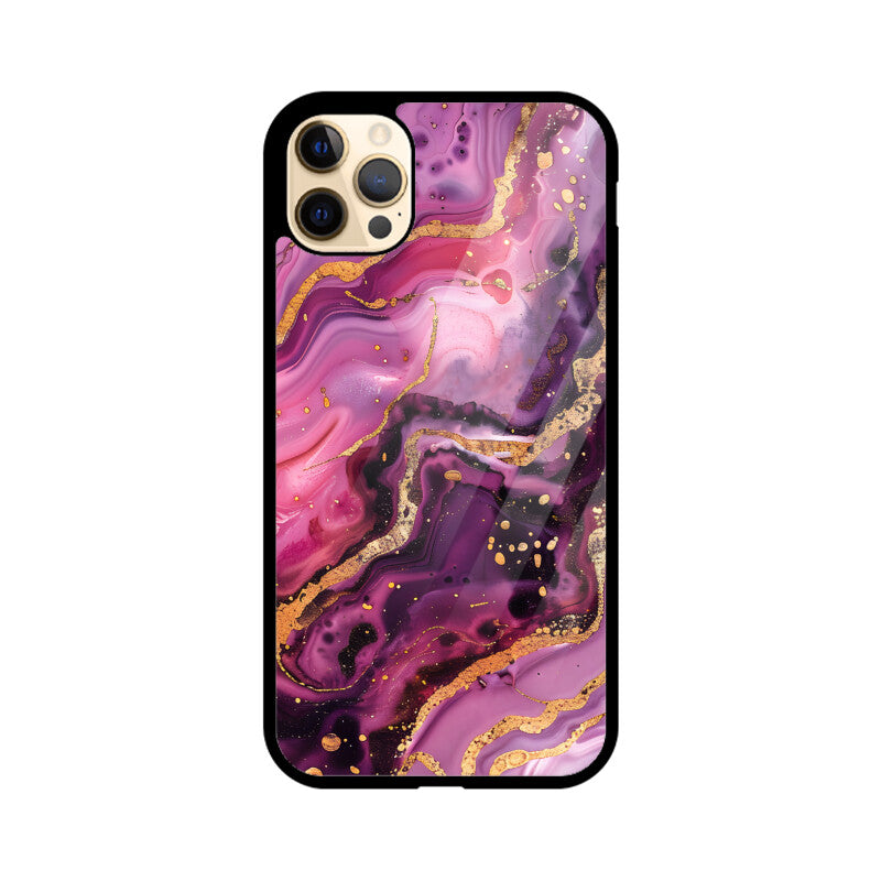 Luxury Magenta Gold Marble Backgrounds - Apple iPhone Glass Phone Cases - All Models Available
