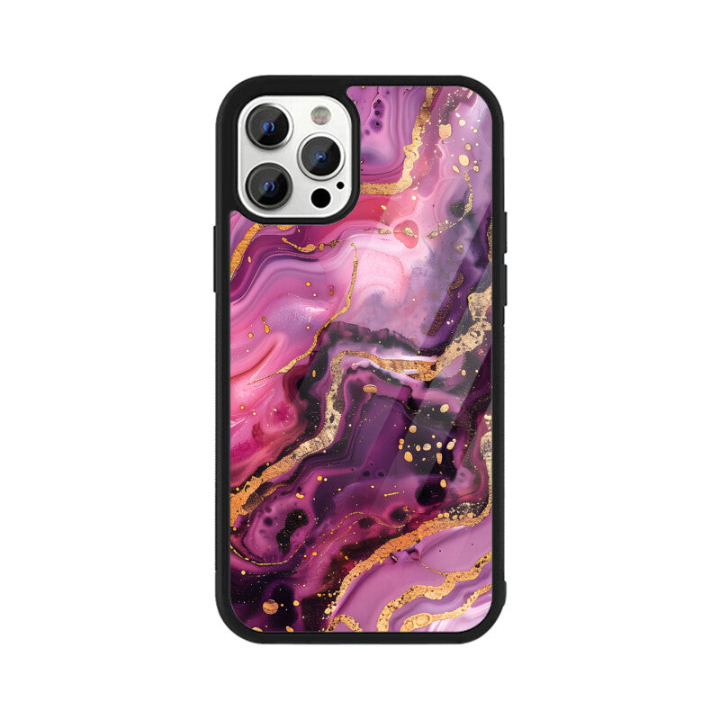 Luxury Magenta Gold Marble Backgrounds - Apple iPhone Glass Phone Cases - All Models Available