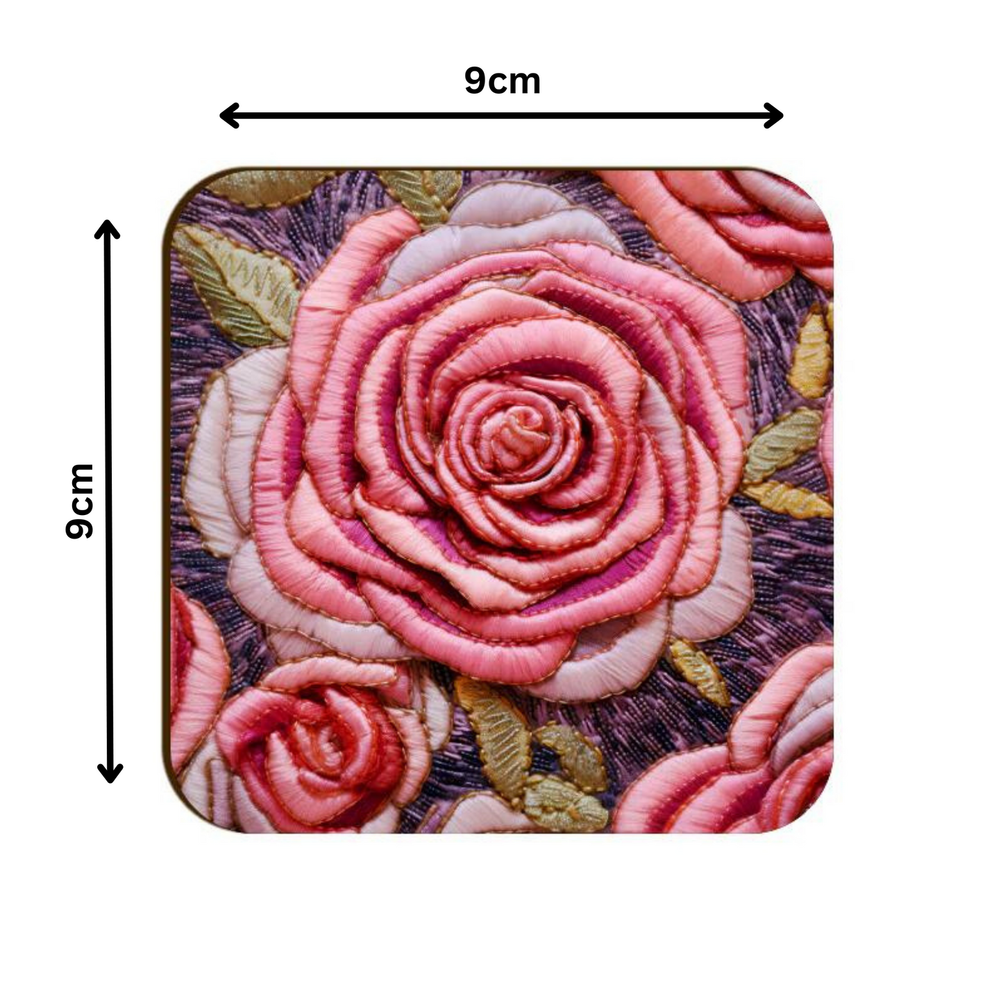 3D flowers Embroidery Design Square Coaster