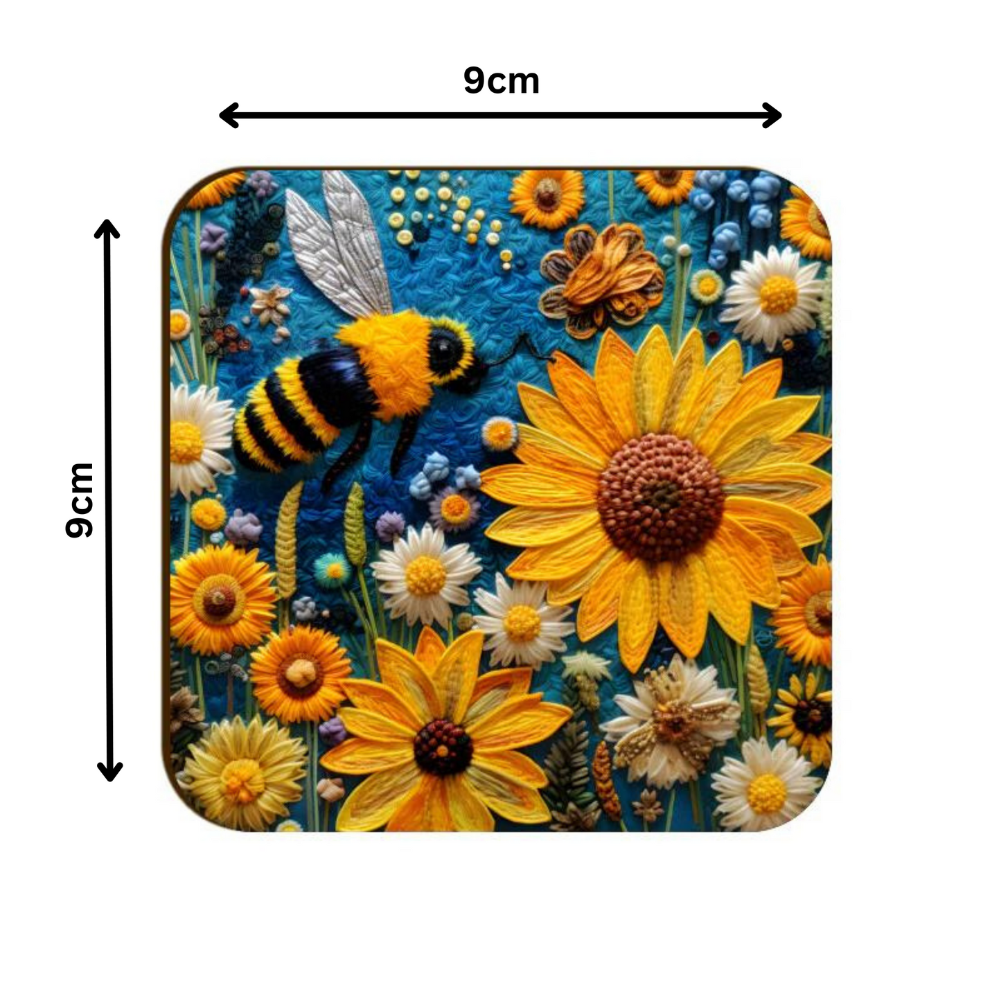 3D flowers Embroidery Design Square Coaster