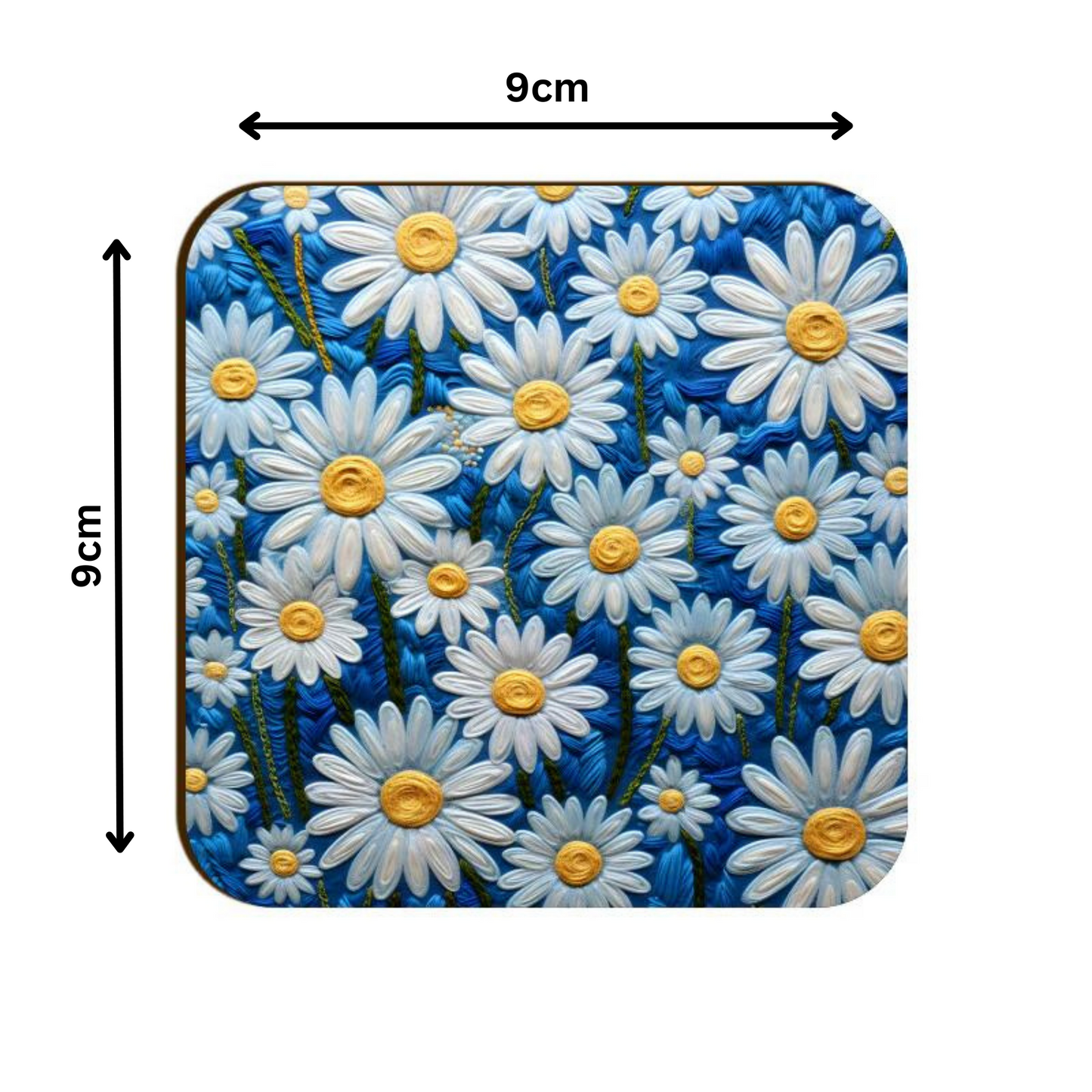 3D flowers Embroidery Design Square Coaster