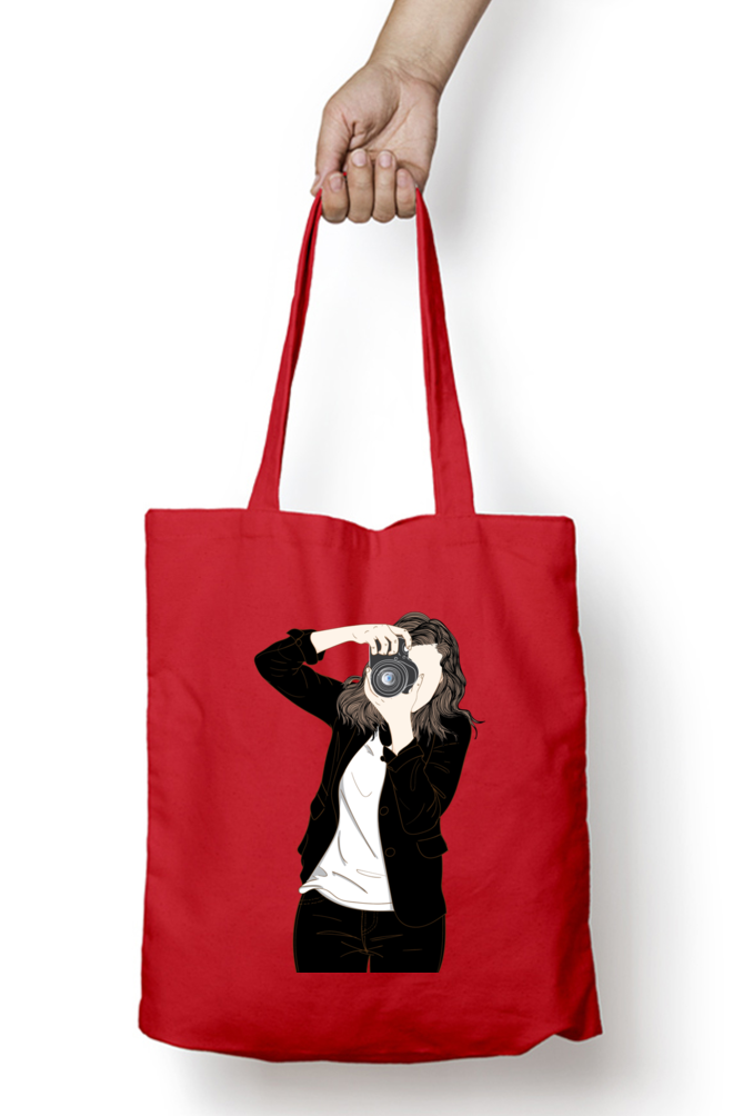 Beautiful Woman Photographer Tote Bags with Zipper